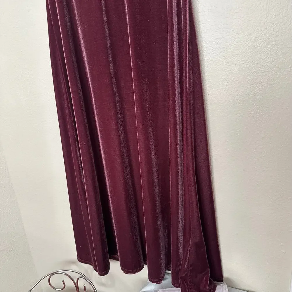 Taylor Sz 10 Midi Dress womens Purple Plum Velvet Empire Waist Flutter Sleeves - Picture 3 of 11